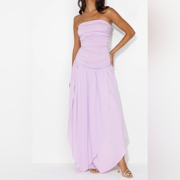 SPINNING QUEEN STRAPLESS MAXI DRESS LILAC - Hello Molly - Picture 1 of 3